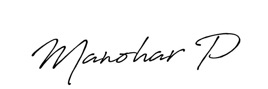 Create a beautiful signature design for name Manohar P. With this signature (Antro_Vectra_Bolder) fonts, you can make a handwritten signature for free. Manohar P signature style 7 images and pictures png
