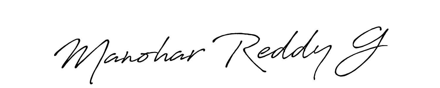 The best way (Antro_Vectra_Bolder) to make a short signature is to pick only two or three words in your name. The name Manohar Reddy G include a total of six letters. For converting this name. Manohar Reddy G signature style 7 images and pictures png