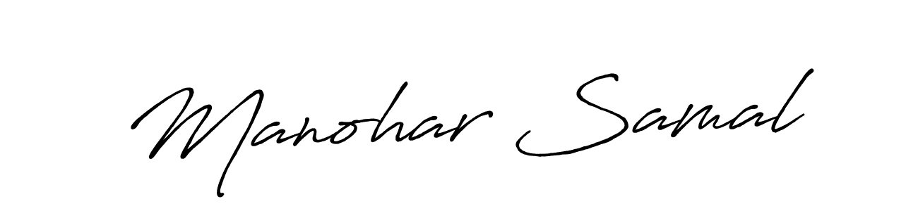 How to make Manohar Samal name signature. Use Antro_Vectra_Bolder style for creating short signs online. This is the latest handwritten sign. Manohar Samal signature style 7 images and pictures png