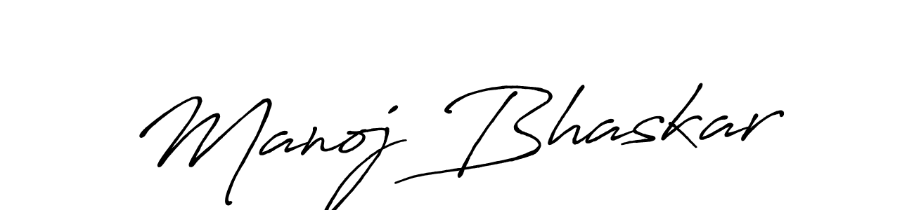 How to make Manoj Bhaskar name signature. Use Antro_Vectra_Bolder style for creating short signs online. This is the latest handwritten sign. Manoj Bhaskar signature style 7 images and pictures png