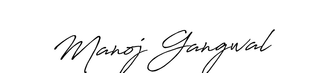 How to make Manoj Gangwal name signature. Use Antro_Vectra_Bolder style for creating short signs online. This is the latest handwritten sign. Manoj Gangwal signature style 7 images and pictures png