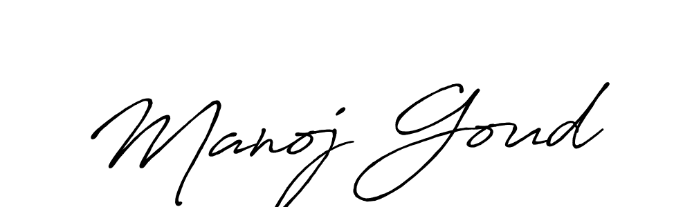 Make a beautiful signature design for name Manoj Goud. With this signature (Antro_Vectra_Bolder) style, you can create a handwritten signature for free. Manoj Goud signature style 7 images and pictures png