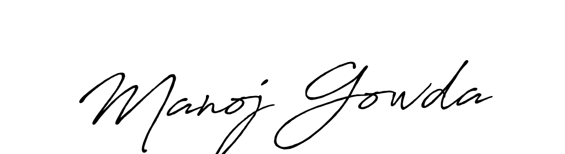 Also we have Manoj Gowda name is the best signature style. Create professional handwritten signature collection using Antro_Vectra_Bolder autograph style. Manoj Gowda signature style 7 images and pictures png