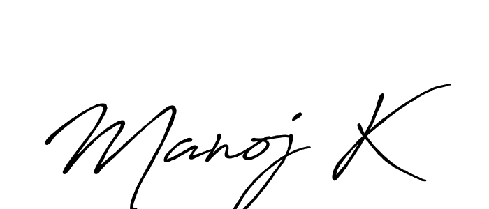 Create a beautiful signature design for name Manoj K. With this signature (Antro_Vectra_Bolder) fonts, you can make a handwritten signature for free. Manoj K signature style 7 images and pictures png