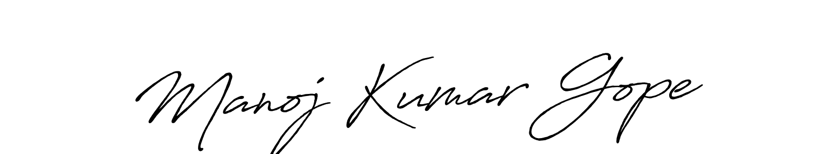Make a beautiful signature design for name Manoj Kumar Gope. With this signature (Antro_Vectra_Bolder) style, you can create a handwritten signature for free. Manoj Kumar Gope signature style 7 images and pictures png