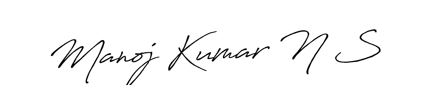 How to make Manoj Kumar N S name signature. Use Antro_Vectra_Bolder style for creating short signs online. This is the latest handwritten sign. Manoj Kumar N S signature style 7 images and pictures png