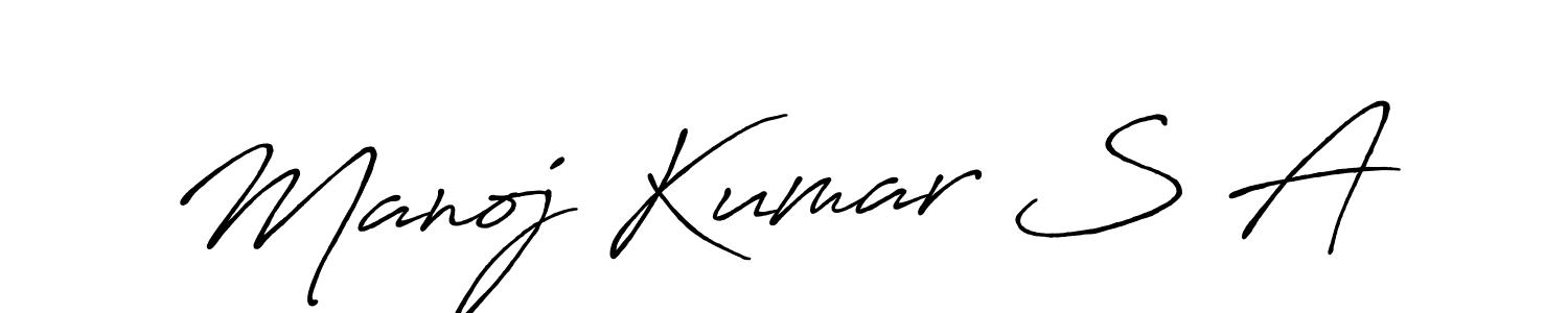 The best way (Antro_Vectra_Bolder) to make a short signature is to pick only two or three words in your name. The name Manoj Kumar S A include a total of six letters. For converting this name. Manoj Kumar S A signature style 7 images and pictures png