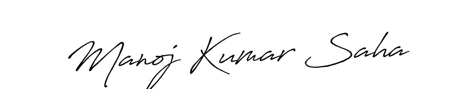 Make a beautiful signature design for name Manoj Kumar Saha. With this signature (Antro_Vectra_Bolder) style, you can create a handwritten signature for free. Manoj Kumar Saha signature style 7 images and pictures png