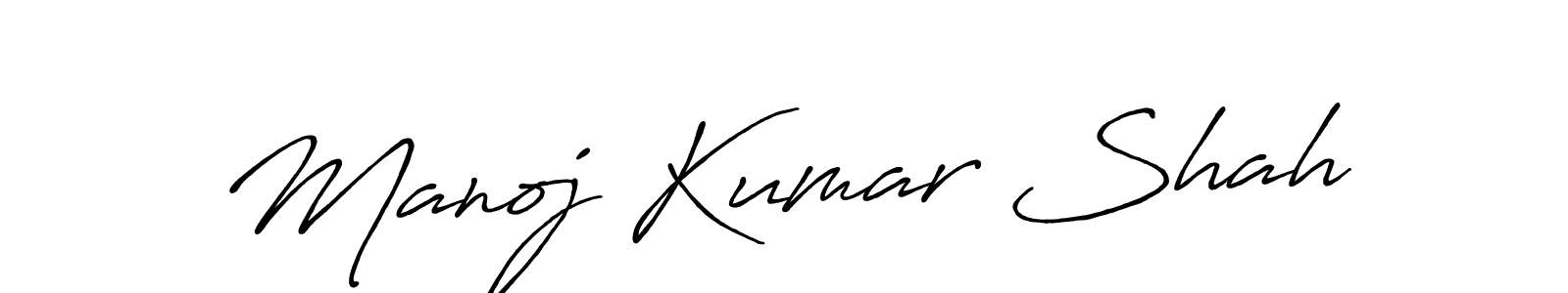 Make a beautiful signature design for name Manoj Kumar Shah. With this signature (Antro_Vectra_Bolder) style, you can create a handwritten signature for free. Manoj Kumar Shah signature style 7 images and pictures png