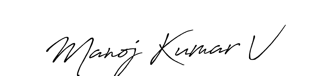 Antro_Vectra_Bolder is a professional signature style that is perfect for those who want to add a touch of class to their signature. It is also a great choice for those who want to make their signature more unique. Get Manoj Kumar V name to fancy signature for free. Manoj Kumar V signature style 7 images and pictures png