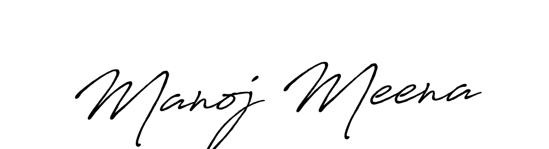 Create a beautiful signature design for name Manoj Meena. With this signature (Antro_Vectra_Bolder) fonts, you can make a handwritten signature for free. Manoj Meena signature style 7 images and pictures png