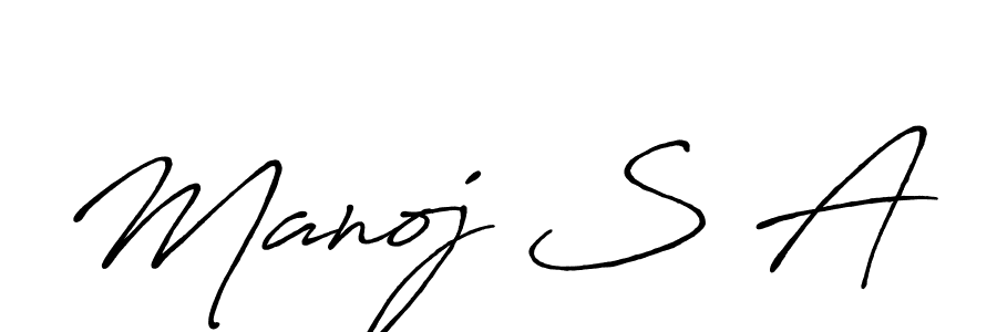 The best way (Antro_Vectra_Bolder) to make a short signature is to pick only two or three words in your name. The name Manoj S A include a total of six letters. For converting this name. Manoj S A signature style 7 images and pictures png