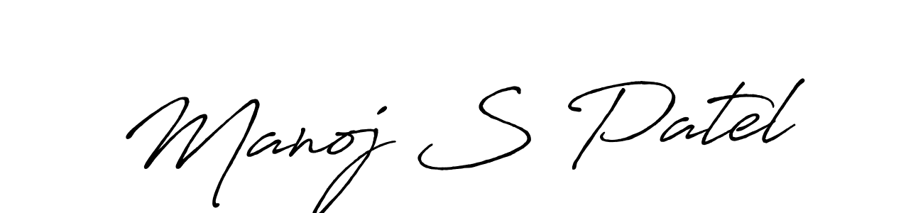 Make a beautiful signature design for name Manoj S Patel. With this signature (Antro_Vectra_Bolder) style, you can create a handwritten signature for free. Manoj S Patel signature style 7 images and pictures png