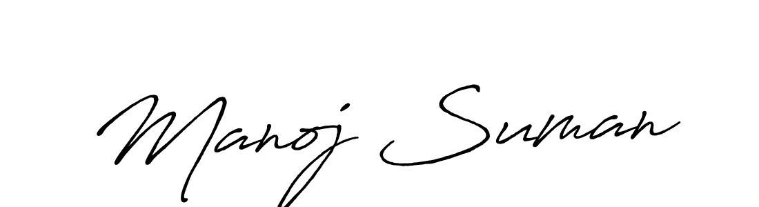 How to make Manoj Suman name signature. Use Antro_Vectra_Bolder style for creating short signs online. This is the latest handwritten sign. Manoj Suman signature style 7 images and pictures png