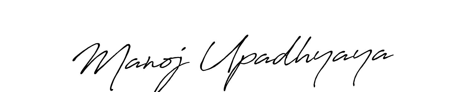 Make a beautiful signature design for name Manoj Upadhyaya. With this signature (Antro_Vectra_Bolder) style, you can create a handwritten signature for free. Manoj Upadhyaya signature style 7 images and pictures png