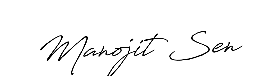 How to make Manojit Sen name signature. Use Antro_Vectra_Bolder style for creating short signs online. This is the latest handwritten sign. Manojit Sen signature style 7 images and pictures png