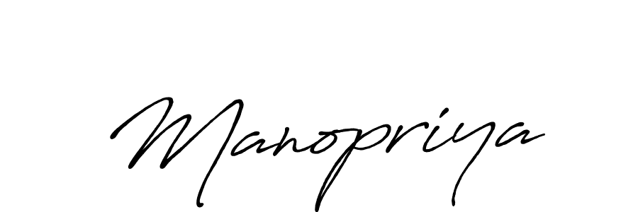 Make a beautiful signature design for name Manopriya. With this signature (Antro_Vectra_Bolder) style, you can create a handwritten signature for free. Manopriya signature style 7 images and pictures png