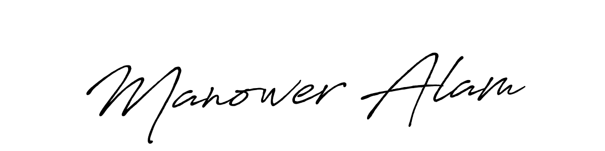 Make a beautiful signature design for name Manower Alam. With this signature (Antro_Vectra_Bolder) style, you can create a handwritten signature for free. Manower Alam signature style 7 images and pictures png