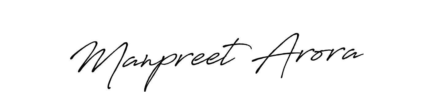 How to make Manpreet Arora name signature. Use Antro_Vectra_Bolder style for creating short signs online. This is the latest handwritten sign. Manpreet Arora signature style 7 images and pictures png