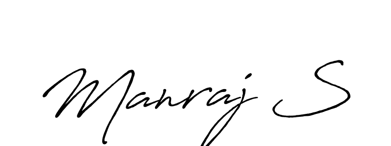 The best way (Antro_Vectra_Bolder) to make a short signature is to pick only two or three words in your name. The name Manraj S include a total of six letters. For converting this name. Manraj S signature style 7 images and pictures png