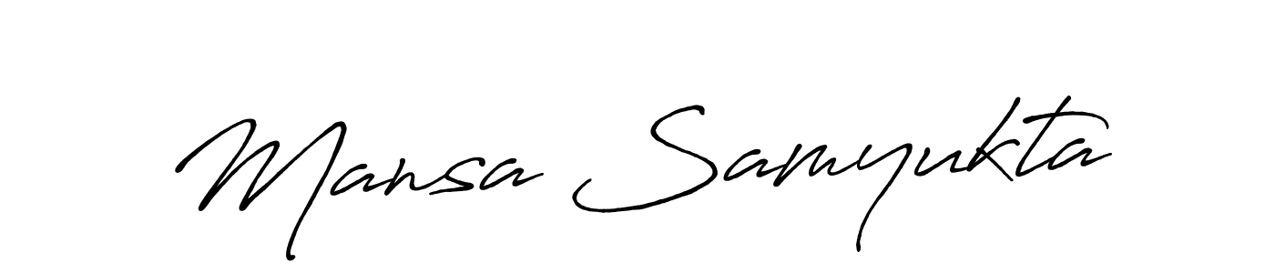 Create a beautiful signature design for name Mansa Samyukta. With this signature (Antro_Vectra_Bolder) fonts, you can make a handwritten signature for free. Mansa Samyukta signature style 7 images and pictures png