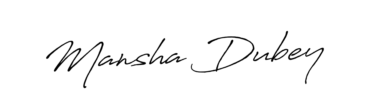 How to make Mansha Dubey name signature. Use Antro_Vectra_Bolder style for creating short signs online. This is the latest handwritten sign. Mansha Dubey signature style 7 images and pictures png
