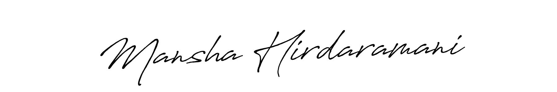 How to make Mansha Hirdaramani name signature. Use Antro_Vectra_Bolder style for creating short signs online. This is the latest handwritten sign. Mansha Hirdaramani signature style 7 images and pictures png