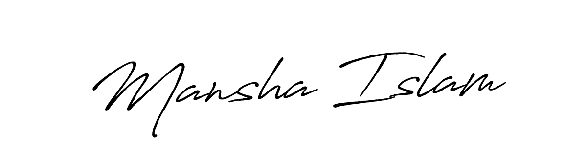 Mansha Islam stylish signature style. Best Handwritten Sign (Antro_Vectra_Bolder) for my name. Handwritten Signature Collection Ideas for my name Mansha Islam. Mansha Islam signature style 7 images and pictures png