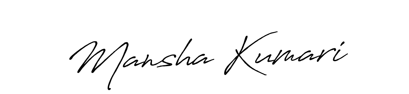 Create a beautiful signature design for name Mansha Kumari. With this signature (Antro_Vectra_Bolder) fonts, you can make a handwritten signature for free. Mansha Kumari signature style 7 images and pictures png