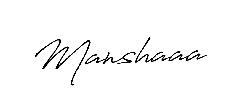 Use a signature maker to create a handwritten signature online. With this signature software, you can design (Antro_Vectra_Bolder) your own signature for name Manshaaa. Manshaaa signature style 7 images and pictures png