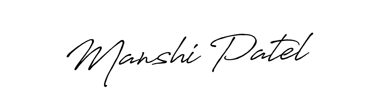 Antro_Vectra_Bolder is a professional signature style that is perfect for those who want to add a touch of class to their signature. It is also a great choice for those who want to make their signature more unique. Get Manshi Patel name to fancy signature for free. Manshi Patel signature style 7 images and pictures png