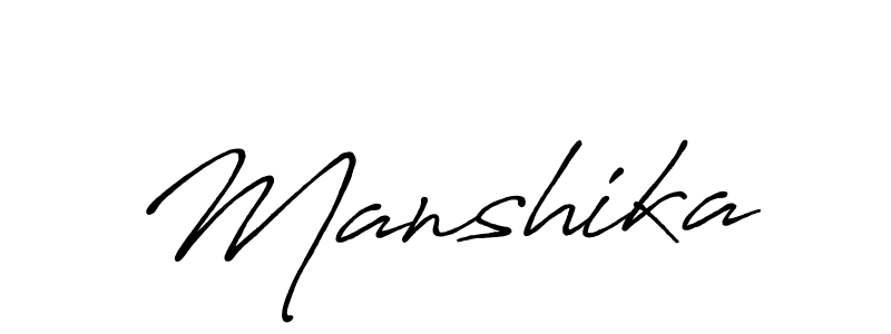 Use a signature maker to create a handwritten signature online. With this signature software, you can design (Antro_Vectra_Bolder) your own signature for name Manshika. Manshika signature style 7 images and pictures png
