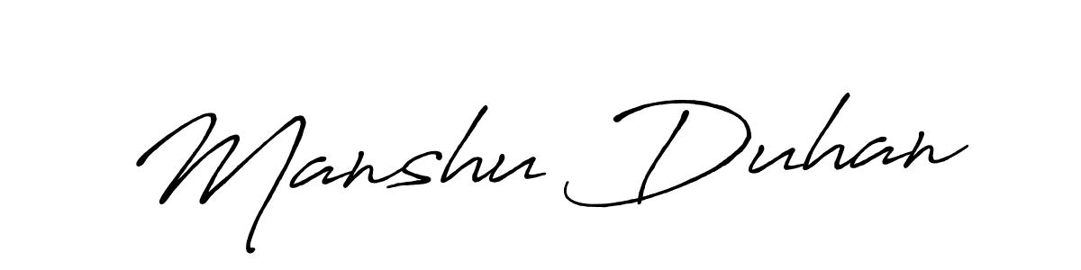 Antro_Vectra_Bolder is a professional signature style that is perfect for those who want to add a touch of class to their signature. It is also a great choice for those who want to make their signature more unique. Get Manshu Duhan name to fancy signature for free. Manshu Duhan signature style 7 images and pictures png