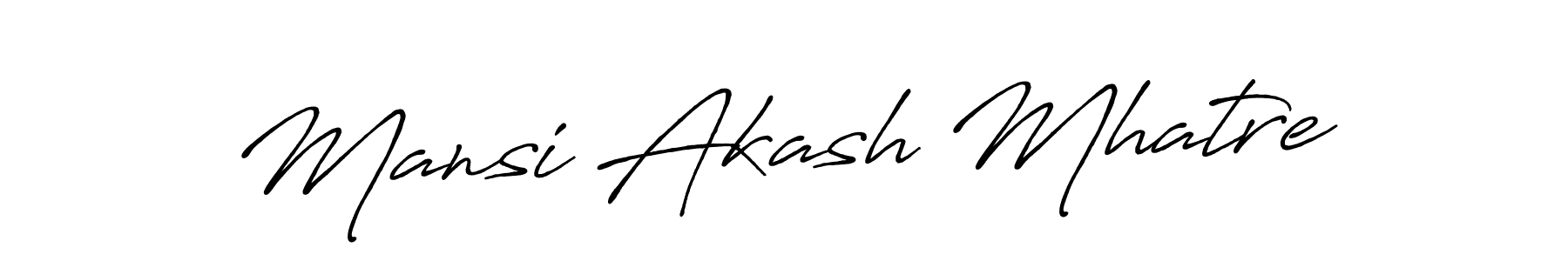 Create a beautiful signature design for name Mansi Akash Mhatre. With this signature (Antro_Vectra_Bolder) fonts, you can make a handwritten signature for free. Mansi Akash Mhatre signature style 7 images and pictures png