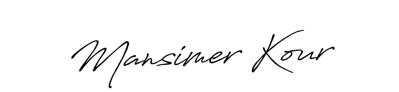 How to make Mansimer Kour name signature. Use Antro_Vectra_Bolder style for creating short signs online. This is the latest handwritten sign. Mansimer Kour signature style 7 images and pictures png