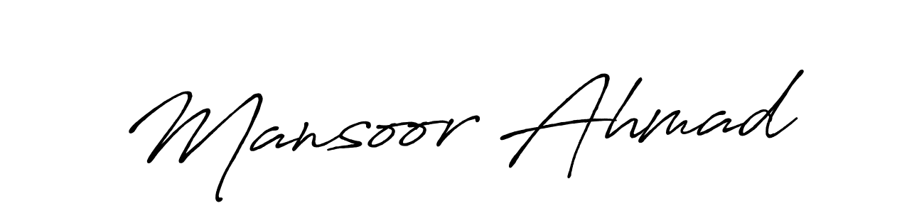 How to make Mansoor Ahmad name signature. Use Antro_Vectra_Bolder style for creating short signs online. This is the latest handwritten sign. Mansoor Ahmad signature style 7 images and pictures png