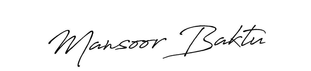 Make a beautiful signature design for name Mansoor Baktu. With this signature (Antro_Vectra_Bolder) style, you can create a handwritten signature for free. Mansoor Baktu signature style 7 images and pictures png