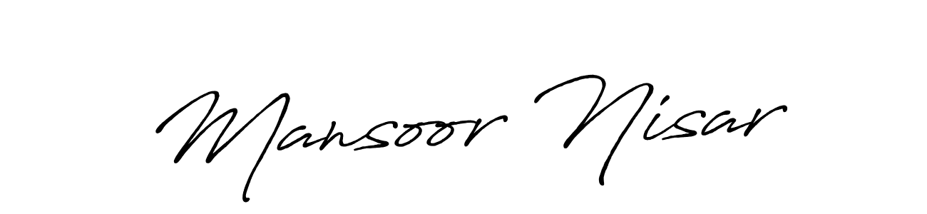 Make a beautiful signature design for name Mansoor Nisar. With this signature (Antro_Vectra_Bolder) style, you can create a handwritten signature for free. Mansoor Nisar signature style 7 images and pictures png