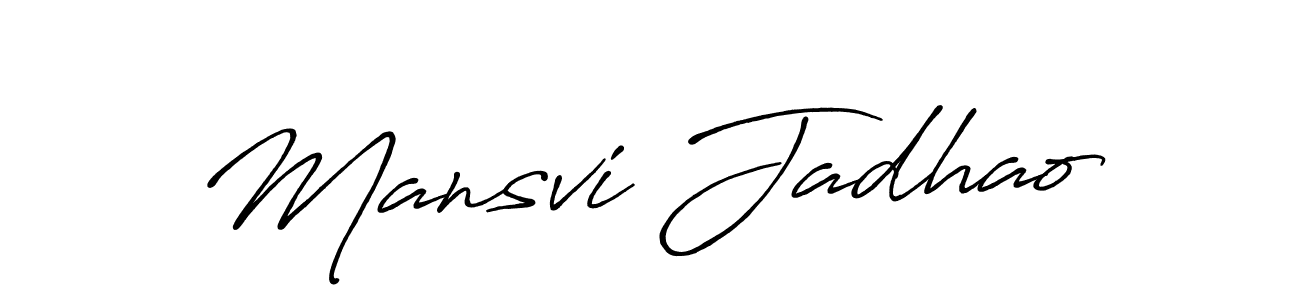 How to make Mansvi Jadhao name signature. Use Antro_Vectra_Bolder style for creating short signs online. This is the latest handwritten sign. Mansvi Jadhao signature style 7 images and pictures png