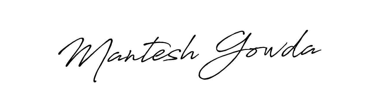 Make a beautiful signature design for name Mantesh Gowda. With this signature (Antro_Vectra_Bolder) style, you can create a handwritten signature for free. Mantesh Gowda signature style 7 images and pictures png