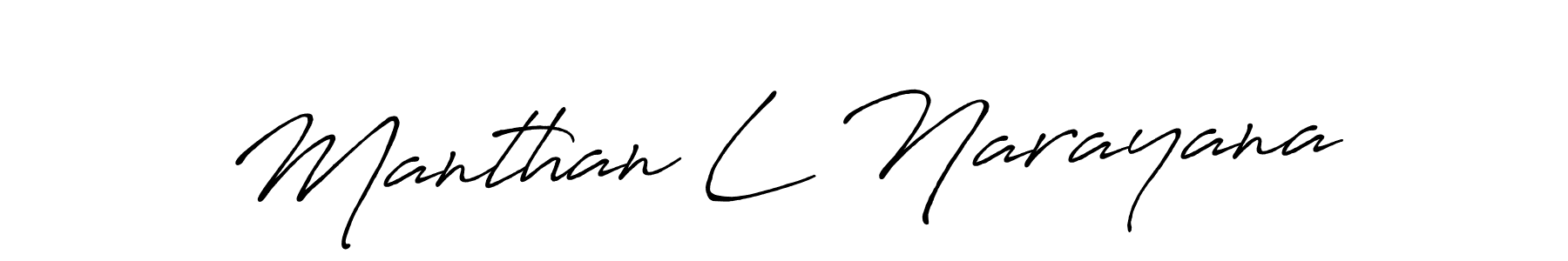 The best way (Antro_Vectra_Bolder) to make a short signature is to pick only two or three words in your name. The name Manthan L Narayana include a total of six letters. For converting this name. Manthan L Narayana signature style 7 images and pictures png