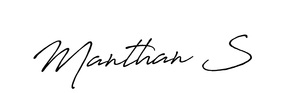 Manthan S stylish signature style. Best Handwritten Sign (Antro_Vectra_Bolder) for my name. Handwritten Signature Collection Ideas for my name Manthan S. Manthan S signature style 7 images and pictures png