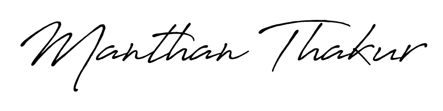 Express your personality with a custom Manthan Thakur signature crafted with Antro_Vectra_Bolder typography. Free transparent PNG download available. Manthan Thakur signature style 7 images and pictures png