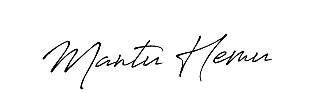 How to make Mantu Hemu name signature. Use Antro_Vectra_Bolder style for creating short signs online. This is the latest handwritten sign. Mantu Hemu signature style 7 images and pictures png