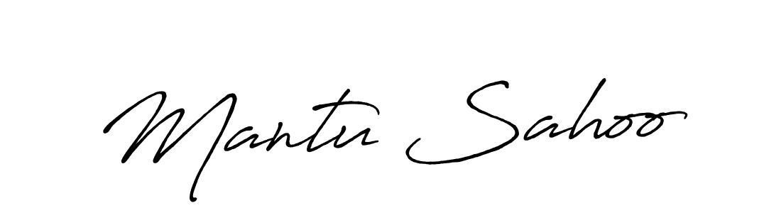 How to make Mantu Sahoo name signature. Use Antro_Vectra_Bolder style for creating short signs online. This is the latest handwritten sign. Mantu Sahoo signature style 7 images and pictures png