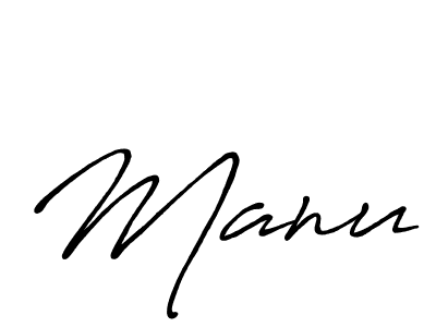 Design your own signature with our free online signature maker. With this signature software, you can create a handwritten (Antro_Vectra_Bolder) signature for name Manu. Manu signature style 7 images and pictures png