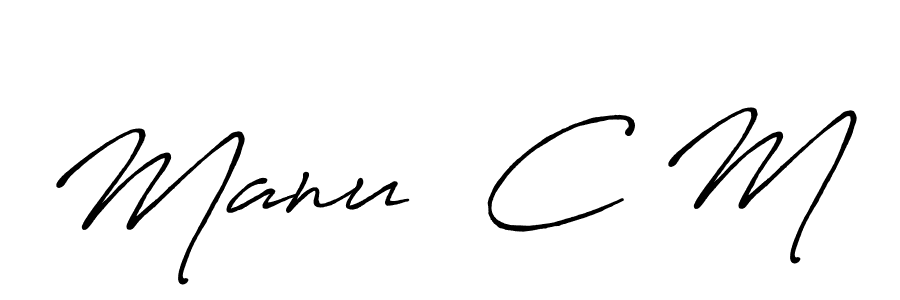 How to make Manu  C M name signature. Use Antro_Vectra_Bolder style for creating short signs online. This is the latest handwritten sign. Manu  C M signature style 7 images and pictures png