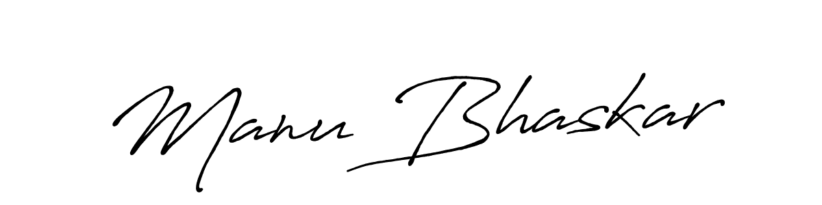 Make a beautiful signature design for name Manu Bhaskar. With this signature (Antro_Vectra_Bolder) style, you can create a handwritten signature for free. Manu Bhaskar signature style 7 images and pictures png