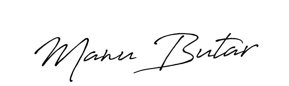 Make a beautiful signature design for name Manu Butar. With this signature (Antro_Vectra_Bolder) style, you can create a handwritten signature for free. Manu Butar signature style 7 images and pictures png