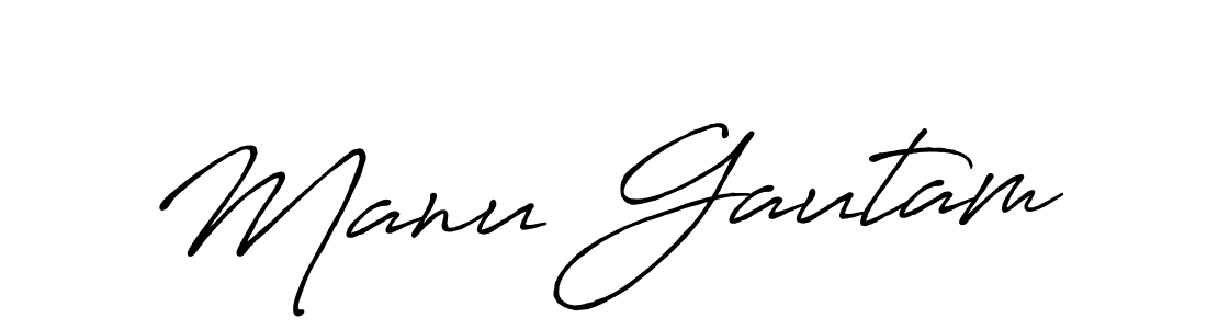 How to make Manu Gautam name signature. Use Antro_Vectra_Bolder style for creating short signs online. This is the latest handwritten sign. Manu Gautam signature style 7 images and pictures png